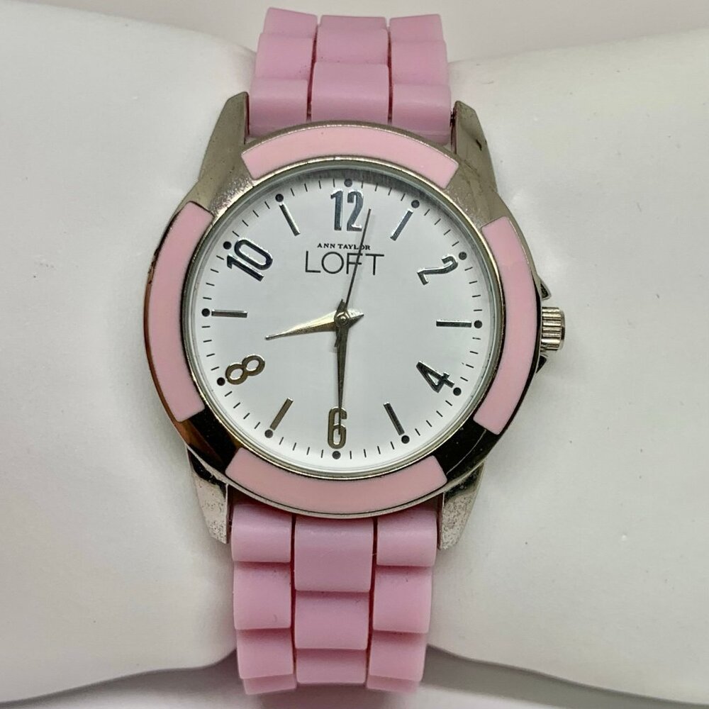 Ann Taylor Loft pink silver Tone Quartz Analog Women's Watch 38mm running